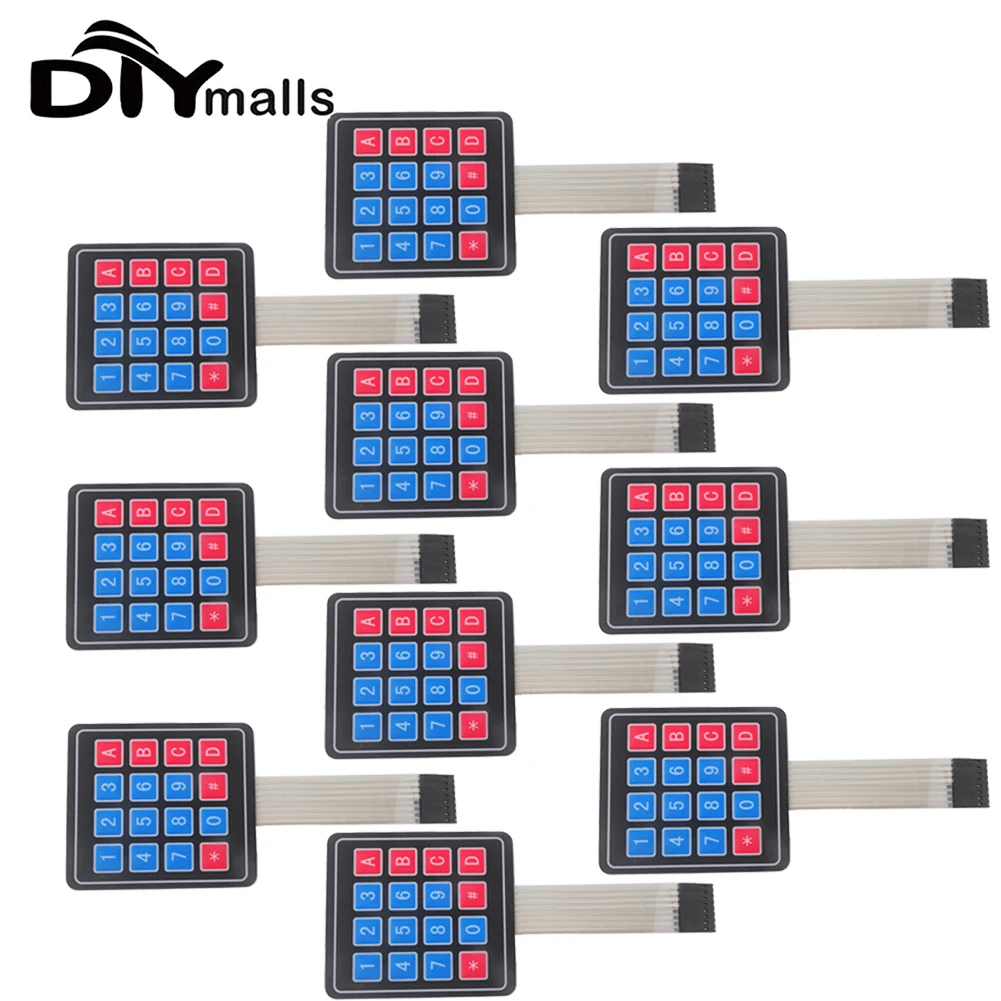 10 Stück 16-Tasten 4x4 Membranschalter-Tastatur 4x4 4*4 Matrix-Array-Matrix-Tastatur für Arduino