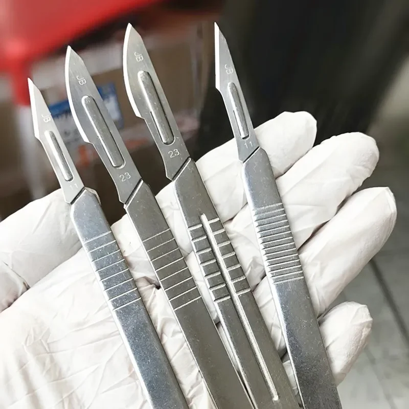 Carbon Steel Carving Metal Scalpel Blades 20# 23# Handle Scalpel DIY Cutting Repair Animal Surgical Knife Tool Kits Box Non Slip