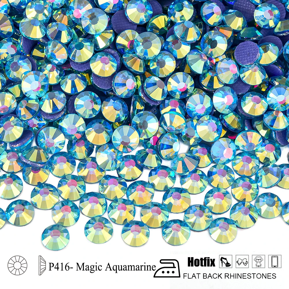 Oleeya Glitter Hotfix Rhinestones - 1440pcs Crystal Pack for DIY Nail Art Accessories
