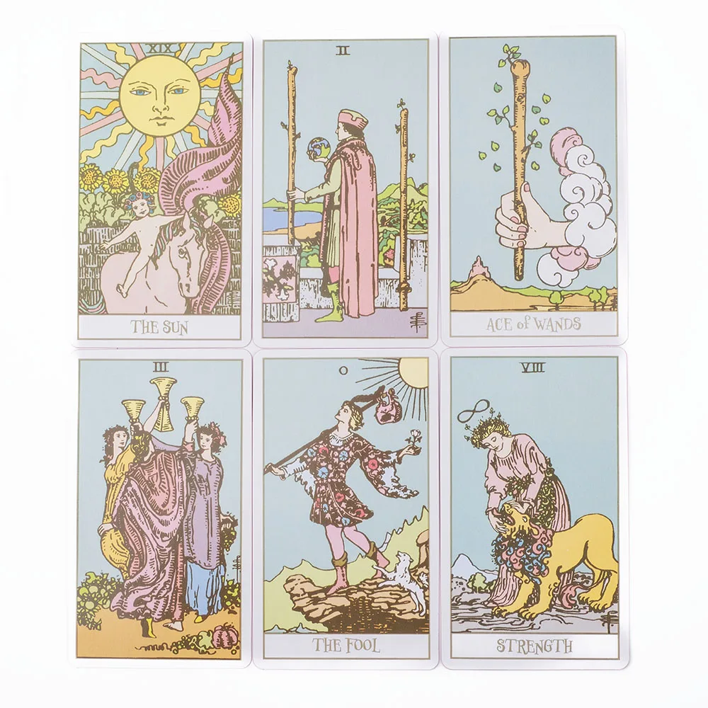 Pink Border Tarot Card Deck with Guidebook 78Pcs English Version Family Gathering Divination Deck Board Game Cards 10.3*6cm 5