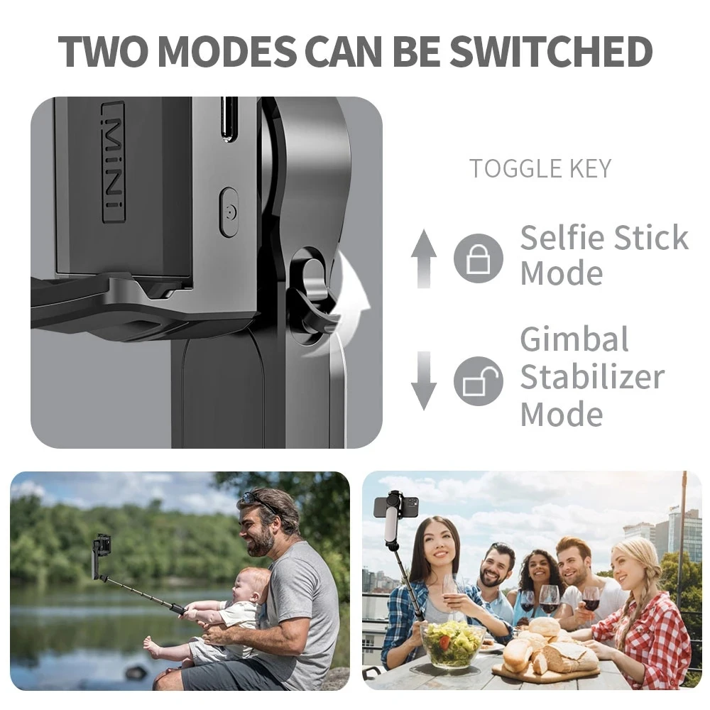 Gimbal Stabilizer Selfie Stick Tripod For iPhone Android Phone - Main Image