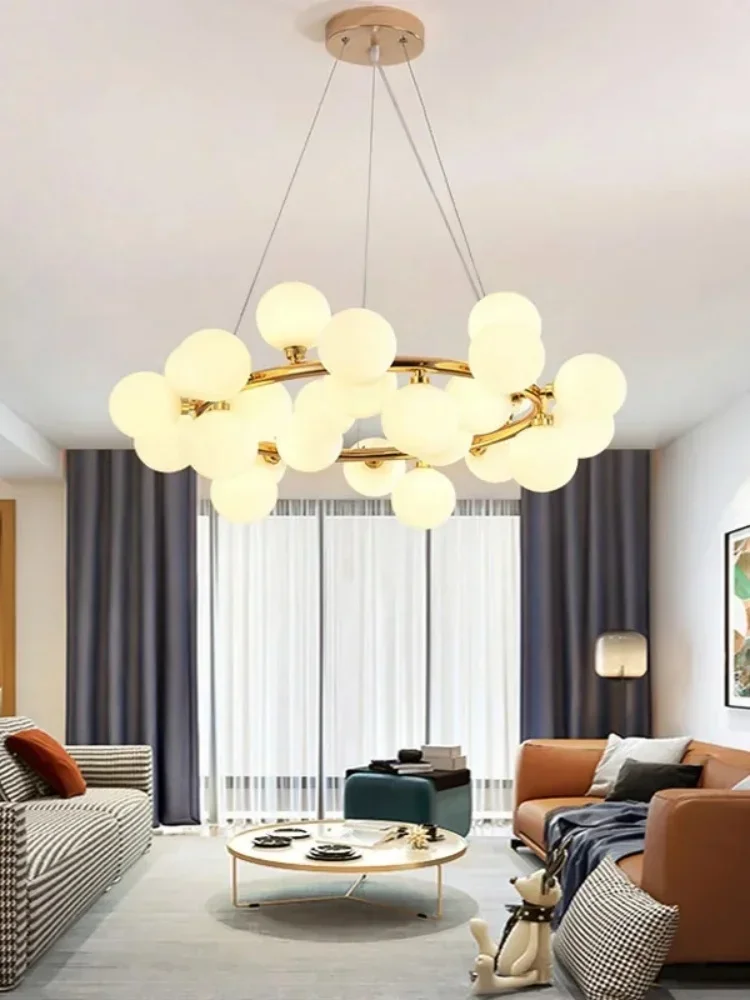 Nordic LED Glass Ball Chandelier - Front View