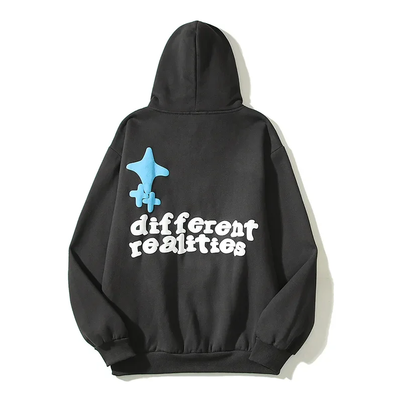 American y2k high street niche foam planet letter tide brand vintage loose casual graffiti print casual couple dark hoodies