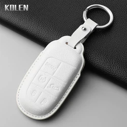 Premium Genuine Leather Car Key Case Cover (White Set2)