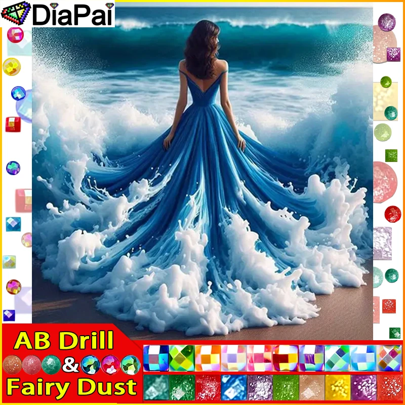 DIAPAI Fairy Dust AB "Beach Woman" Diamond Painting 5D Full Square/Round Drill Home Decor DIY Diamond Embroidery Cross Stitch