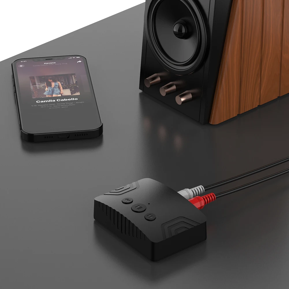 오디오 스트리밍용 블루투스 무선 어댑터 AUX RCA 출력이 있는 블루투스 5.3 TV PC 자동차 스피커와 호환 가능