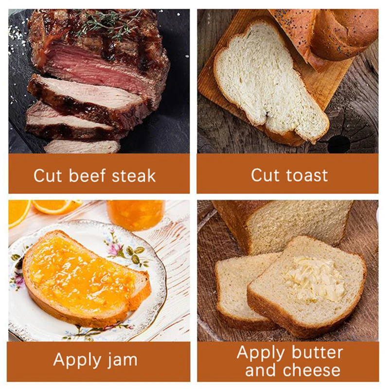 Stainless Steel Bread Knife Serrated Knife Wooden Handle Fruit Bread Slicer Cake Slicing Cookie Cutter