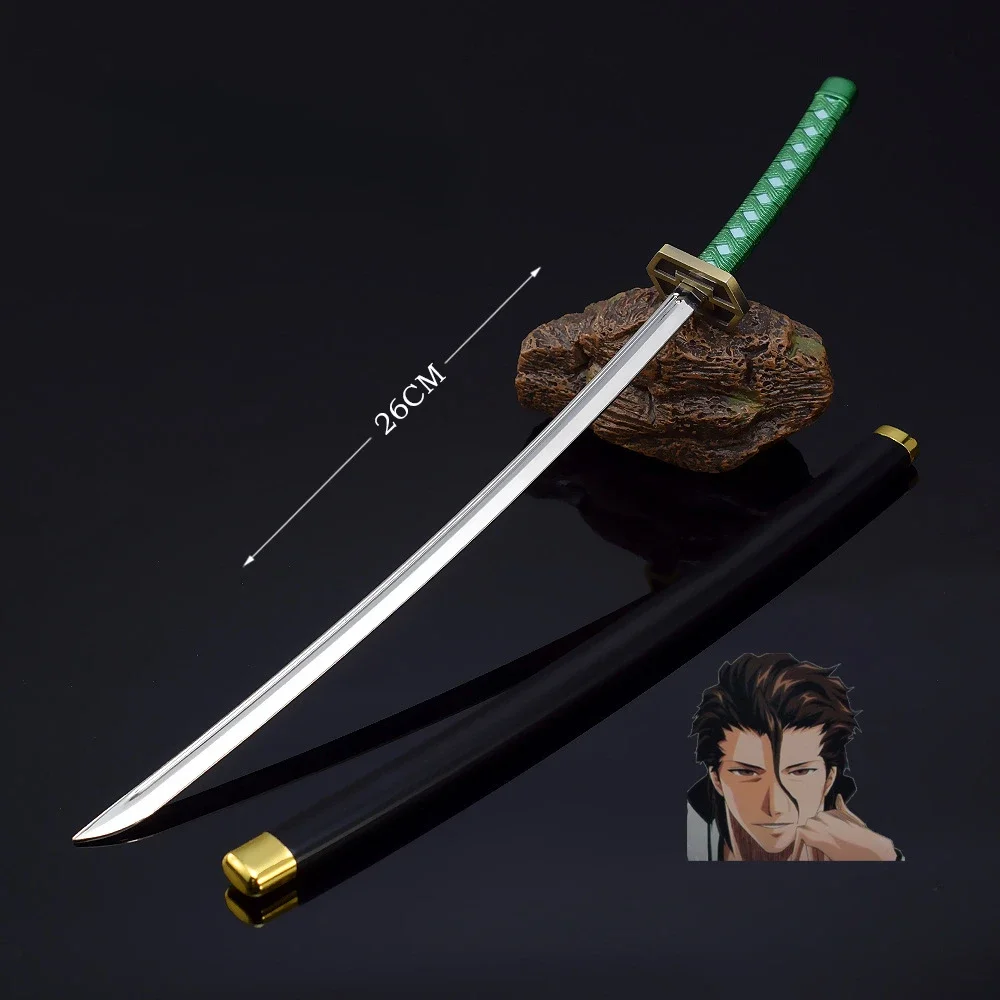 BLEACH Weapon Aizen Sousuke Kyoka Suigetsu 26cm Metal Anime Toys Weapon Model Katana Samurai Swords Gifts Kids Toys for Children