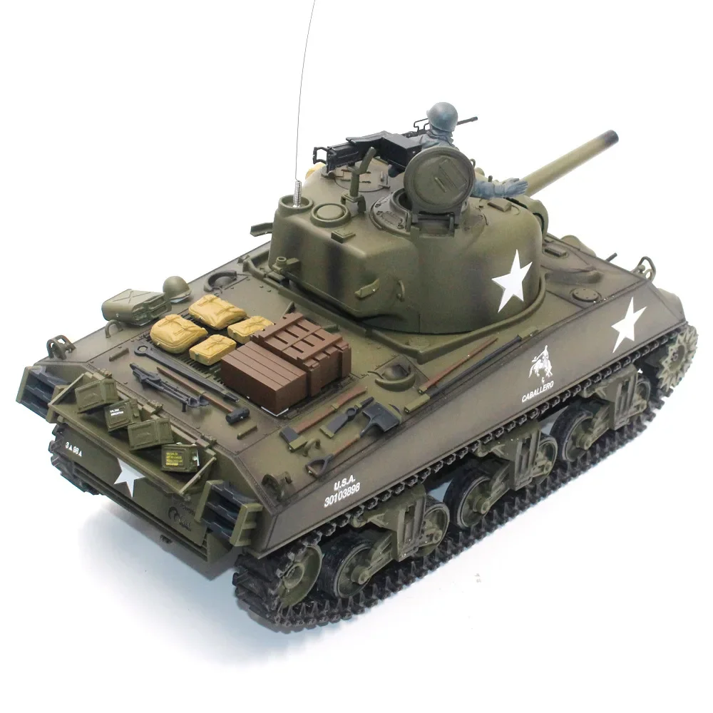 Henglong 3898-1 Metal US M4A3 Main Battle Tank RC Model US Sherman 1:16 Battle Simulation Remote Control Toys Car 3