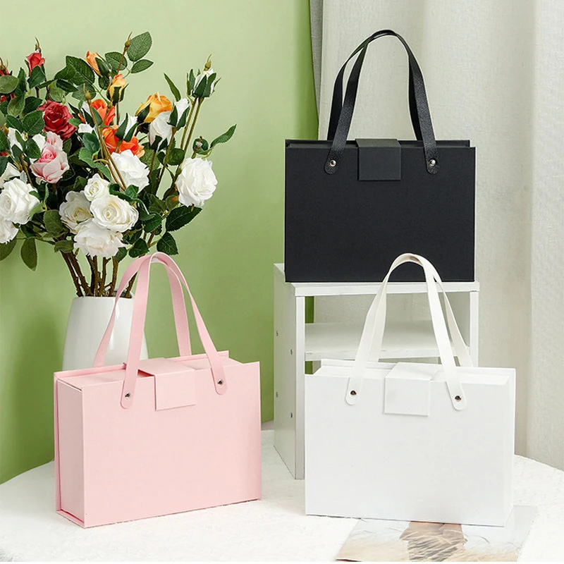 Luxury Magnetic Gift Box with Handle – Foldable Cardboard Gift Packaging Box for Weddin... - SKU FBH73058 - UGI Packaging