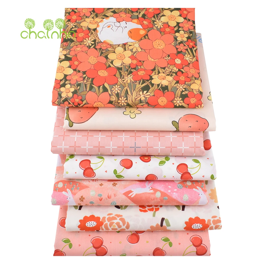 Chainho,Printed Twill Weave Cotton Fabric,Handmade Patchwork Cloth,DIY Sewing Quilting Material,Big Size,CC66-70