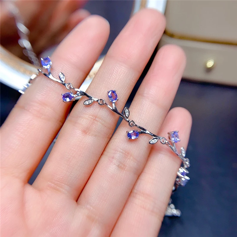 

Natural Tanzanite Bracelet S925 Sterling Silver Natural Stone Ladies Birthstone with Certificate