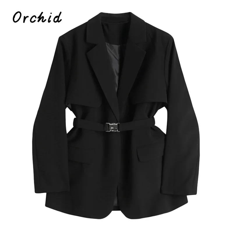 

England Style Fashion Slim Blazer Coat Women 2023 Autumn Winter High-end Elegant Solid Long Sleeves Outerwear Chic Tops