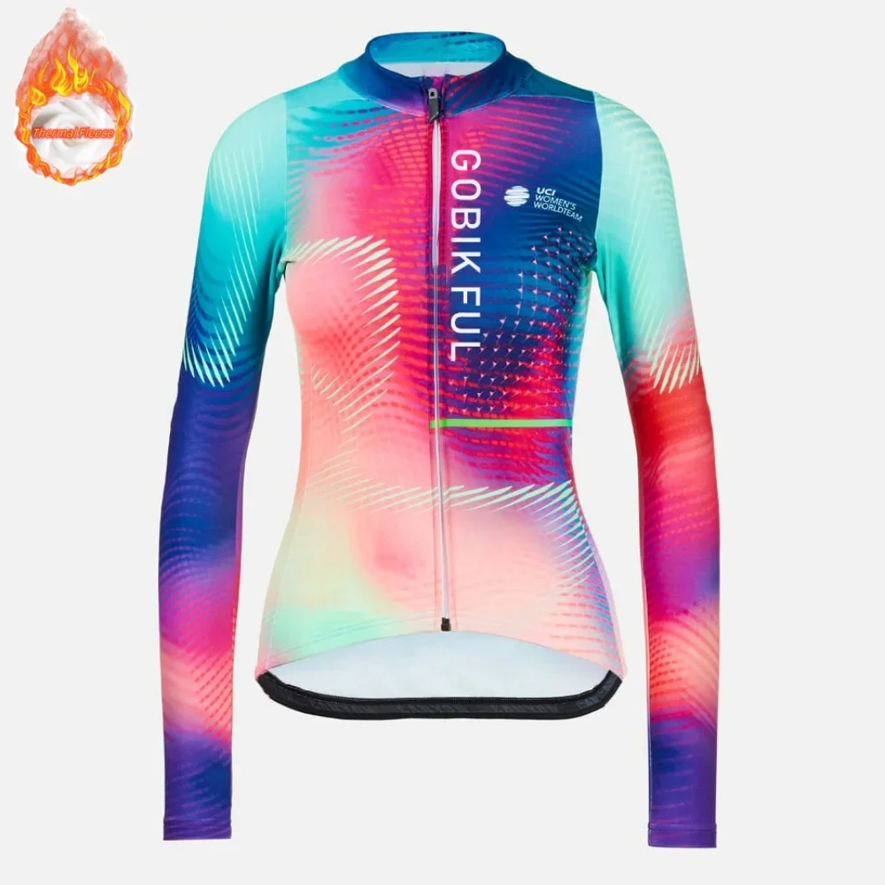 thumbnail image 1 of Pas Tko Gobikful Winter Fleece Team Pro Cycling Jacket Jersey Hombre Mujer Manga Larga Bicicleta Carretera MTB Bike Ropa Abrigada, 1 of 4