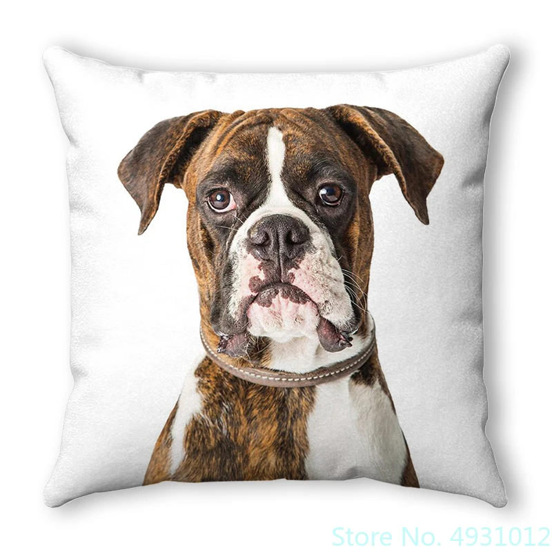 

Boxer Small Pet Dog New Year Cushion Cover Pillow Case Sofa Car Decorate Polyester 45x45cm Nap Pillowsham Baby Kids Gift