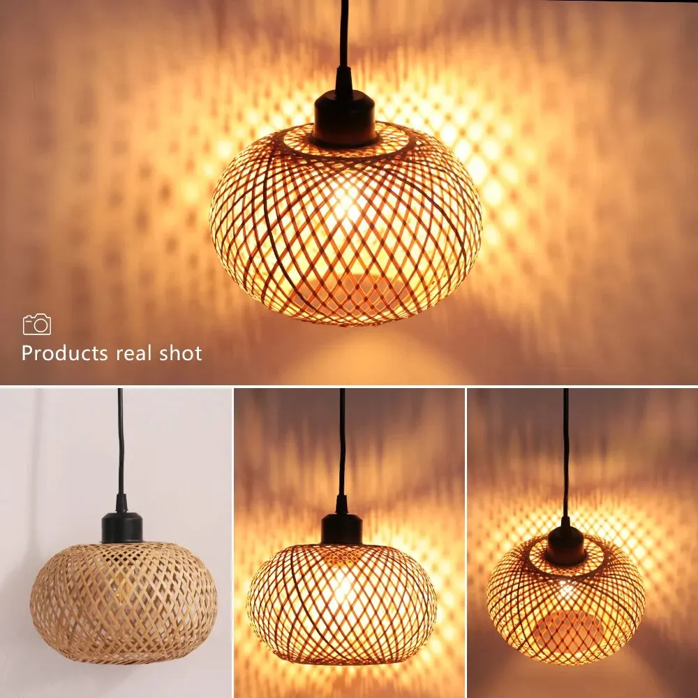 Handmade Rattan Bamboo Chandelier LED Ceiling Lamp E27 Fixture Weaving Home Living Room Decor Hanging Lamps chandelier lighting,pendant lights,pendant lamp,rope pendant lamp,ceiling light,vintage pendant lights