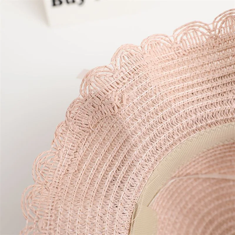 1 Pcs Summer Straw Hats Girls Flower Wide Brim Hat And Shoulder Bag Set Princess Beach Travel Sun Protection Fisherman Caps