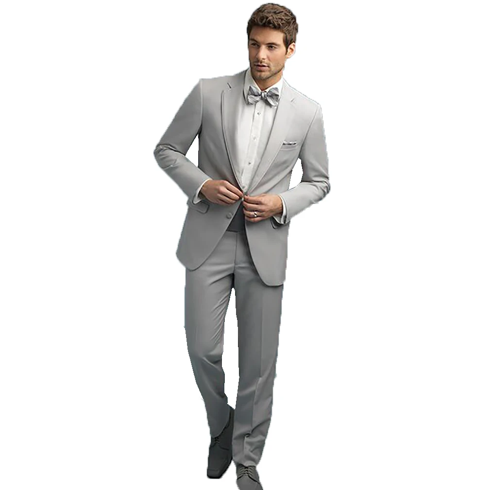 New Wedding Suits For Men Groom Wear Solid Color Slim Fit Notch Lapel Tuxedos Business Office 2 Pcs Jacket Pants Made