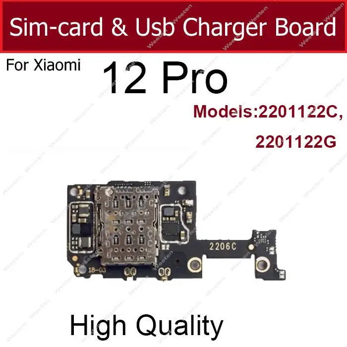 

Зарядная плата с USB-портом для Xiaomi 12 12Pro 12X 12S, зарядная док-плата с USB-портом и слотом для SIM-карты, разъем, гибкий кабель, запасные части