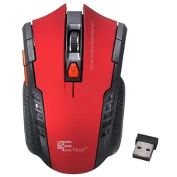 Compact Wireless Optical Mouse with USB Receiver (Red)