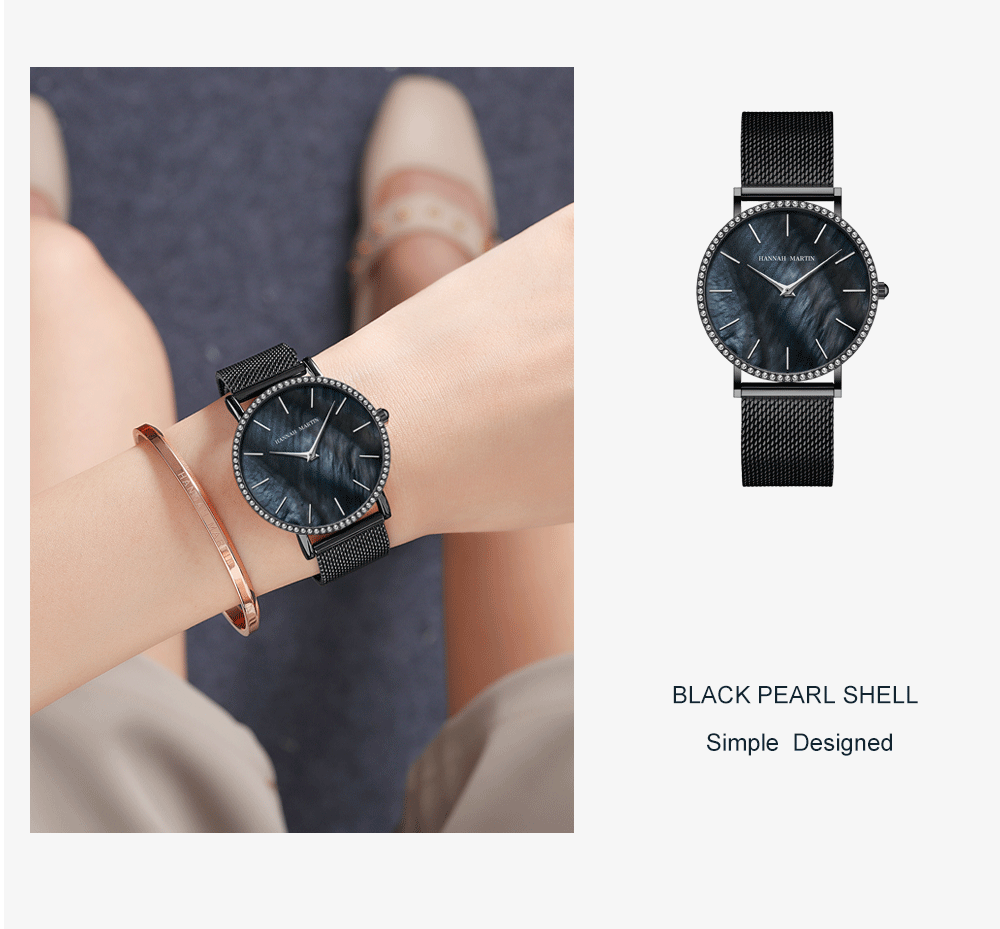 Relógio de Mulher com Movimento Quartzo Japonês – Relógio de Luxo com Cristais, Aço encerrado.