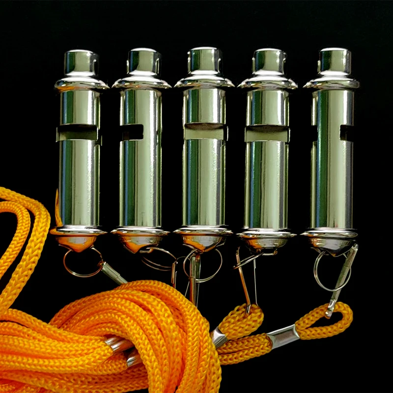 1pc Training Referee Metal Whistle With Neck Chain Outdoor Ball Sports Dog Trainning Emergency Security School