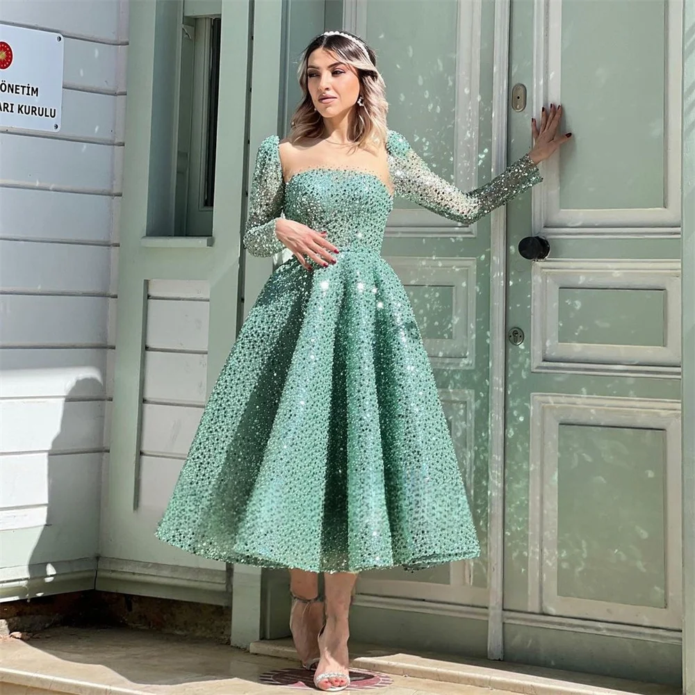 فساتين حفلة موسيقية خضراء كاثي ، أكمام طويلة أنيقة...