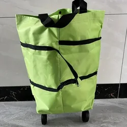 Compact Foldable Shopping Cart with Wheels - Lightweight and Portable (Green)