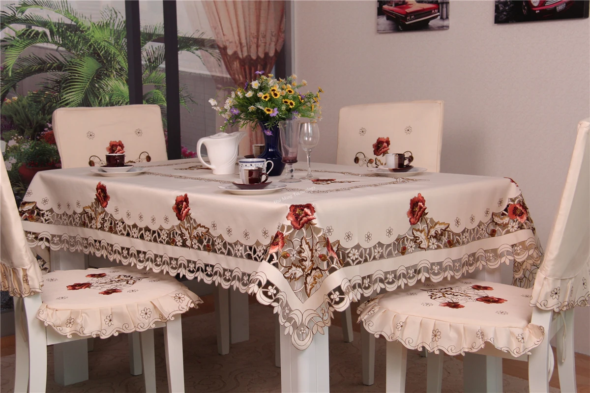 Europe luxury embroidered tablecloth table dining table cover cloth wedding flower chair cover home textile HM229