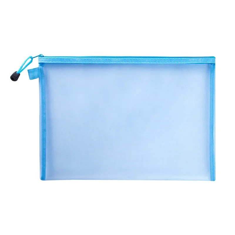 A4 A5 Transparent File Folders Nylon Mesh Storage Bag Convenient Zipper Student Test Stationery Organizer School Supplies