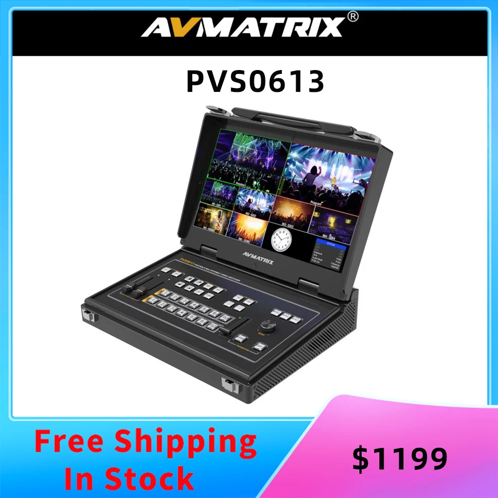 

AVMATRIX PVS0613 13.3& Portable 6CH SDI/HDMI Multi-Format Video FHD LCD Switcher With PiP Mode, Audio Mixer, GPIO Interface