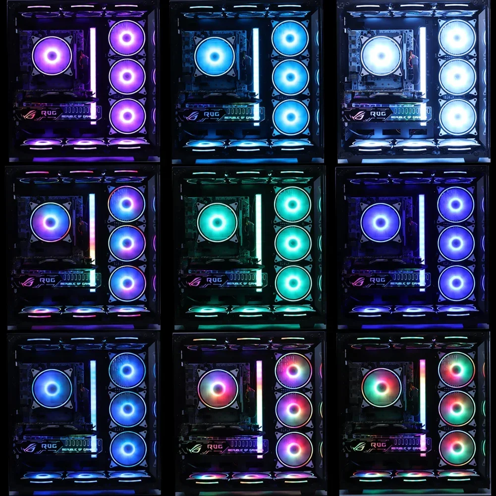 Wovibo-ventiladores de Chassi Arco-íris para Computador Argb Sync Ventilador Rgb Ajuste Silencioso Aura 12cm 5v 120 mm 6pin - Imagem 4