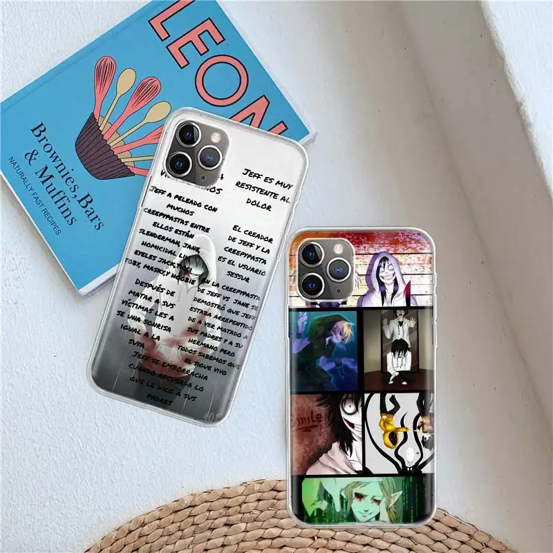 Anime Jeff die Killer Clear Case für iPhone 11 13 14 Pro 15 Pro Max 12 Mini Se 2020 xr x xs Max 7 8 plus klare TPU-Telefon abdeckung