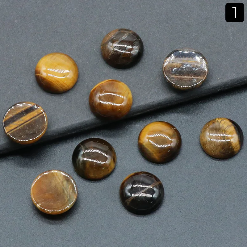 Natural stone 16mm Round Loose Beads opal Rose Quartz Tiger's Eye Cabochons Flat Back For Necklace Ring Earrrings jewelry