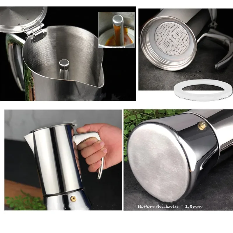 200/300/500ML Stainless Steel Geyser Coffee Maker Expresso Induction Cafetera Moka Pot Stove Top гейзерная кофеварка 모카포트