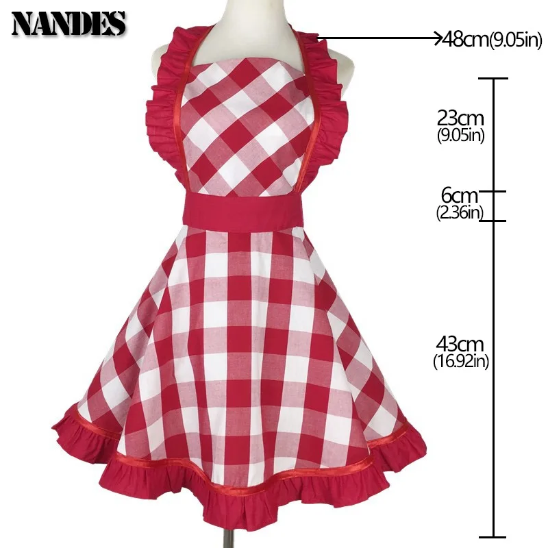 Cute Apron with Pockets Retro Red and white plaid apron Xmas