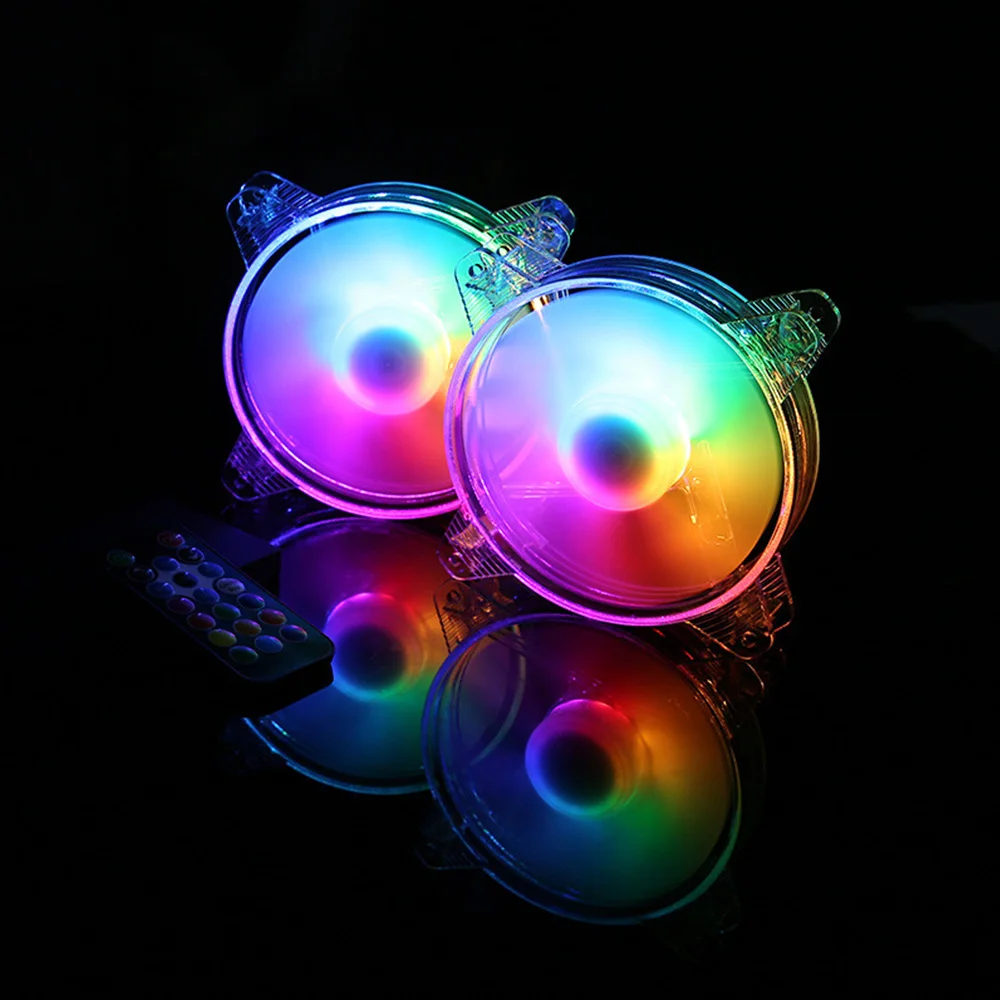 120mm 4Pin RGB Crystal Cooling Fans 12CM Colorful Case Fan LED Light Heat Dissipation Computer Fan Cooler Radiator