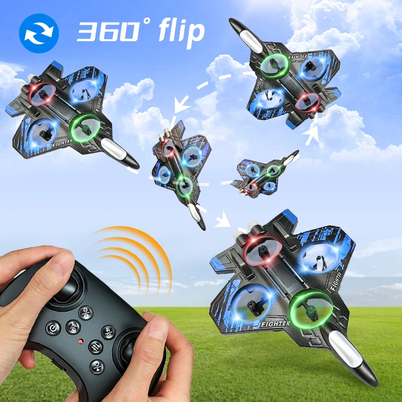 L101 RC Foam Airplane Glider Flying 2.4G With LED Lights EPP Stunt Remote Control Foam Fighter Plane Toys For Kid Gift