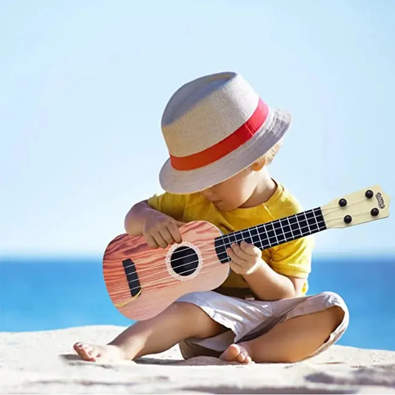 Mini Guitar 4 String Classical Ukulele Guitar Toy Instrument Children Beginners Simulation Playing Early Teaching Small Guitar 4