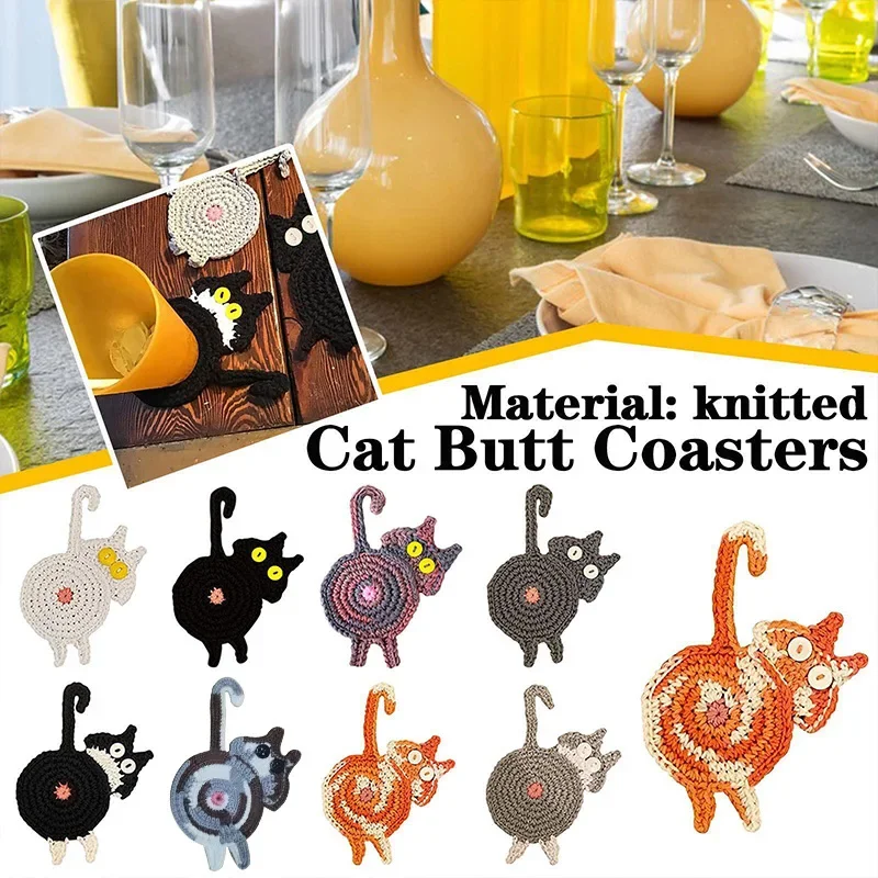 

Funny Coaster High Temperature Resistant Easy to Clean Reused Various Styles Wear-resistant Heat Insulation Cloth Cat Butt Coast