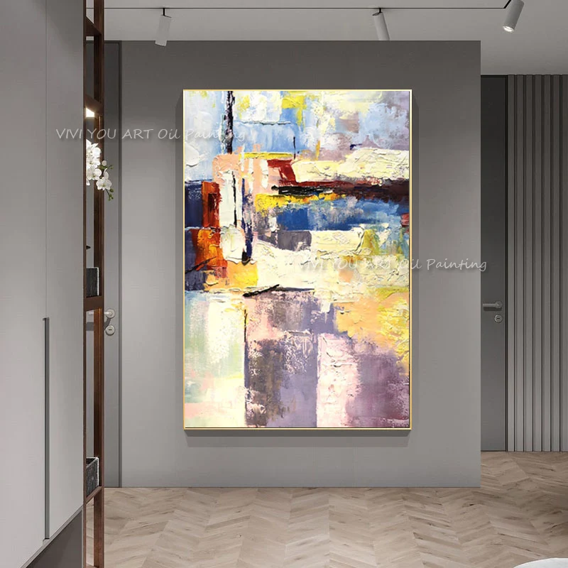 Abstract Oil Painting Modern Pink Pink Gray Abstract Painting 100