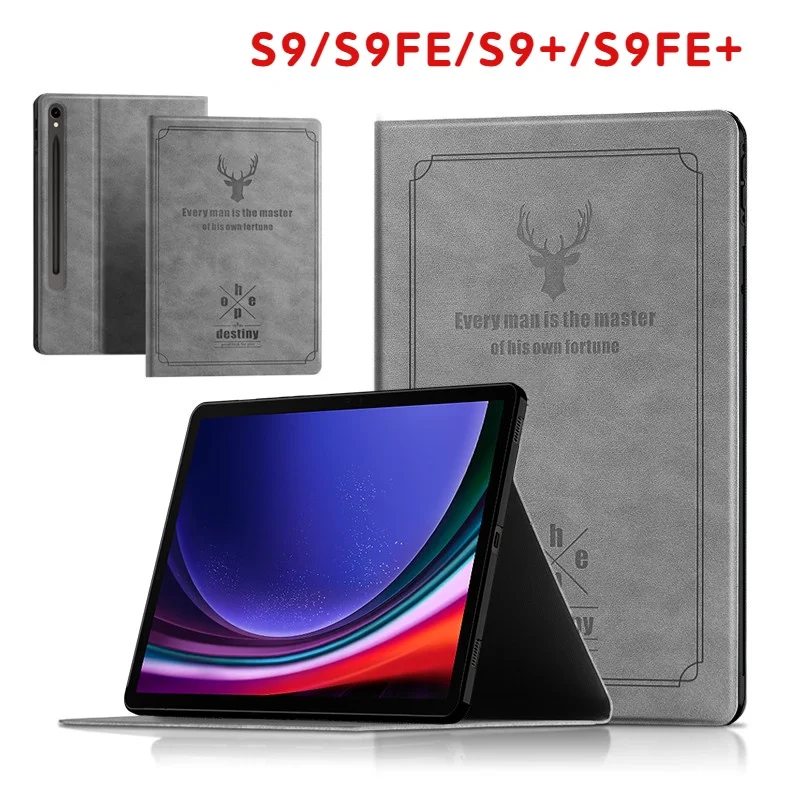 

For Samsung Galaxy Tab S9 FE Plus 12.4" SM-X610 SM-X616B Tablet PU Flip Stand Cover for Galalxy Tab S9 Plus FE+ 2023 Tablet Case