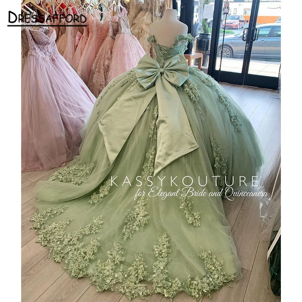 Quinceanera Dresses Corset Ball Gown  Beaded 3D Flowers Formal Prom Graduation Gowns Lace Up Princess Sweet 15 16