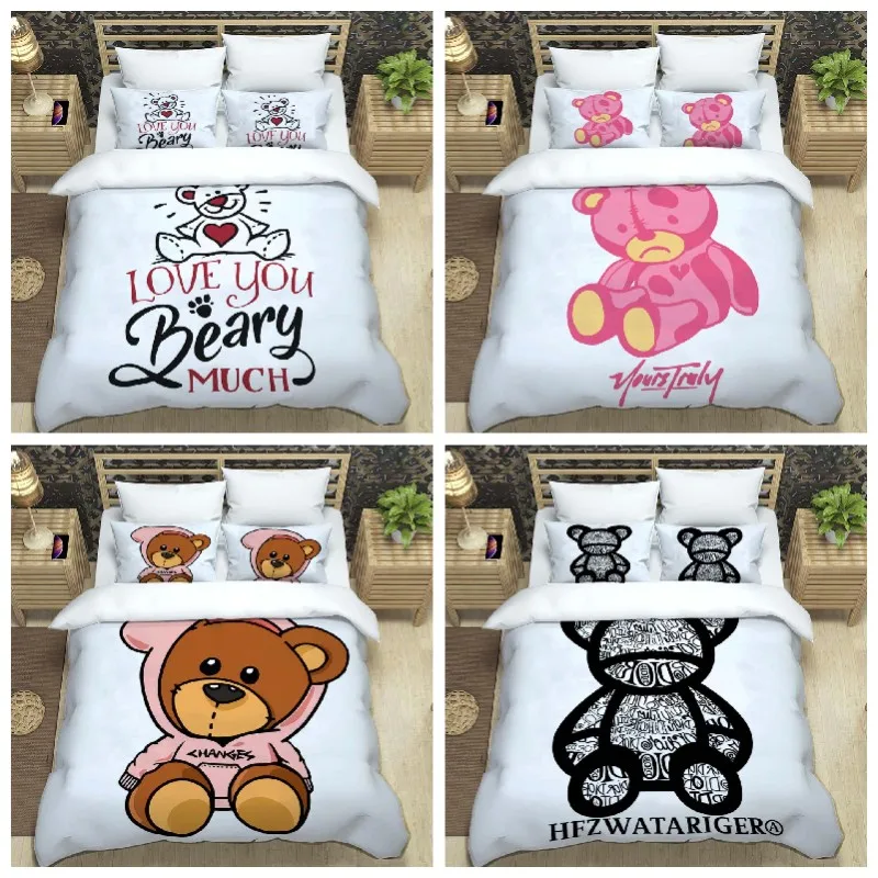 

Cute cartoon bear printing trend bedding soft and comfortable fashion gift for friends Customizable comforter bedding sets