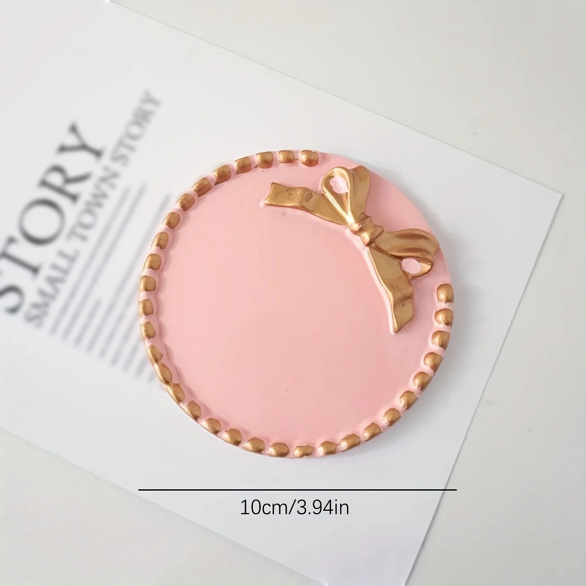 1PC Bowknot Jewelry Display Storage Tray, Decoration Round Tray For Necklace, Earrings, Household Candle Storage Tray