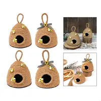 Handmade Woven Rope Bees Hives Hanging Ornament with Decorative Bowknot for Seasonal Festivities Bees Party Decors 87HA 1