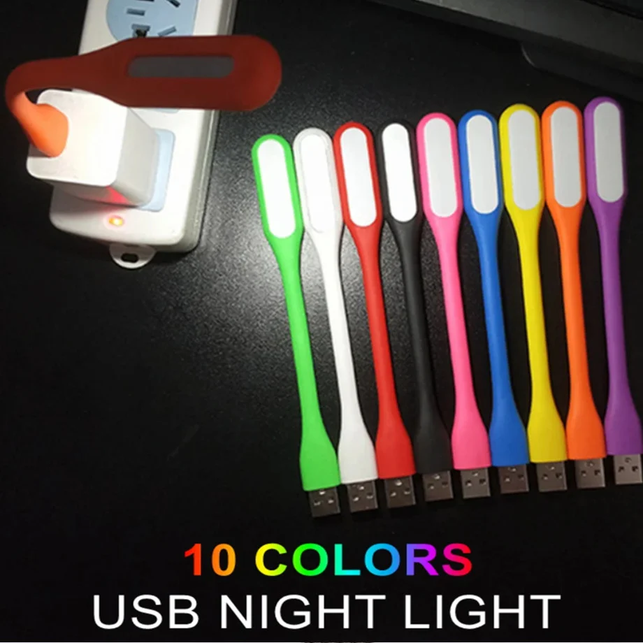 10PCS 10 Colors USB 5V LED Reading Lamp Mini Foldable Book Light Camping Night Light Table Lamps Power Bank PC Notebook Laptop