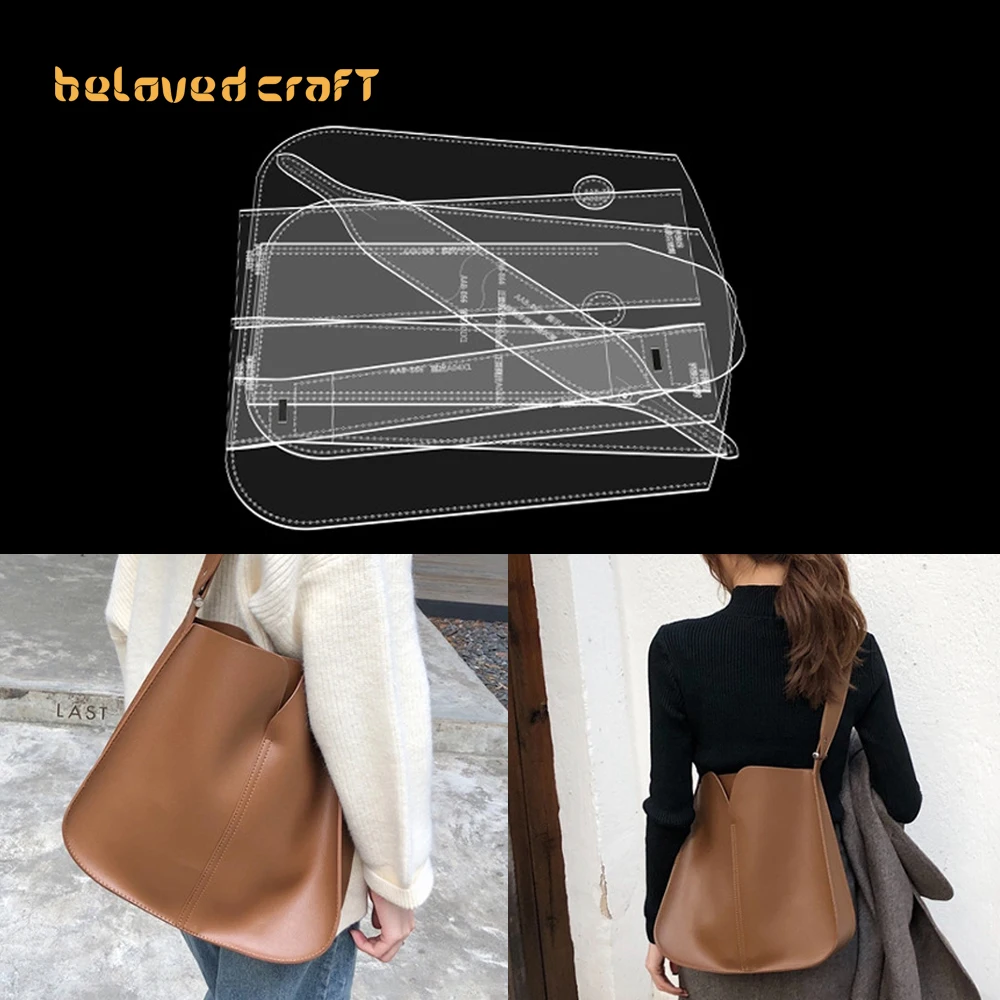 

BelovedCraft Leather Bag Pattern Making with Kraft Paper and Acrylic Templates for Women's Casual Single-shoulder Tote Bag