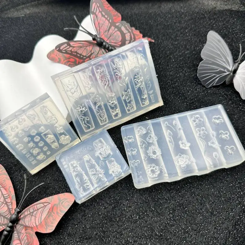 3D 실리콘 네일 조각 금형 복고풍 중국어 매듭 달콤한 꽃 네일 템플릿 DIY 네일 아트 장식 매니큐어 디자인 도구