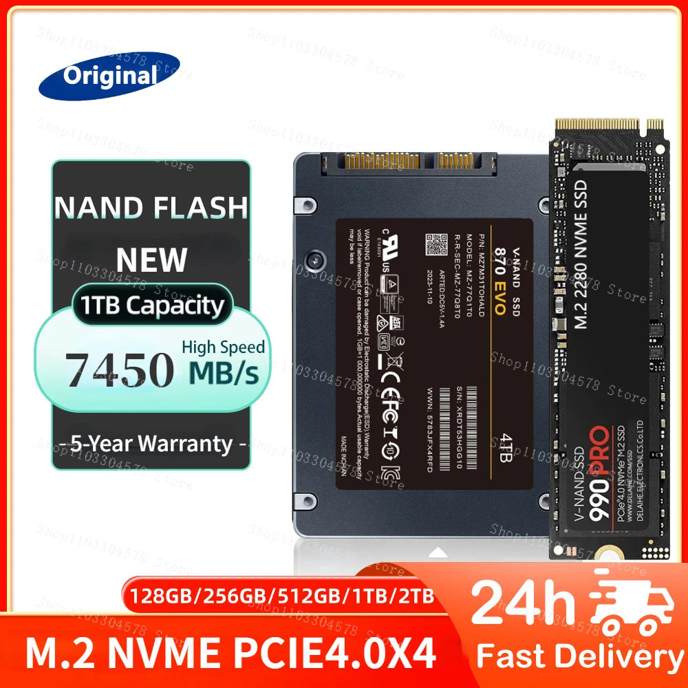 

990pro 7500MB/S SSD 1tb 2tb M2 NVMe PCIe 4.0X4 M.2 2280 NVMe SSD Drive Internal Solid State Disk 4tb ssd nvme m2 for PS5 Desktop